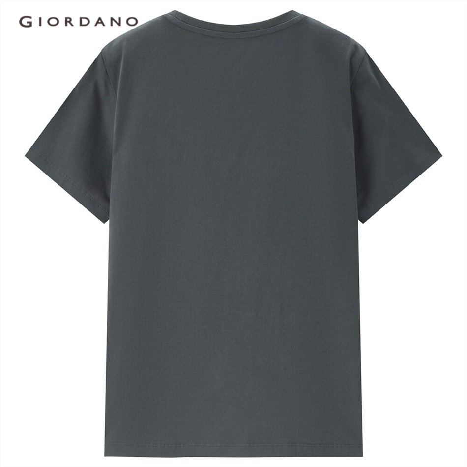 Giordano áo thun nữ cotton 100% cổ tròn tay ngắn thêu hình con mèo dệt kim 13323405