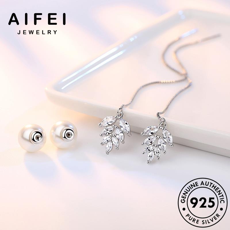 AIFEI JEWELRY nguyên tính trai tua bạc thật tai hàn trang tròn kiện Thời khuyên nữ 925 thời bông ngọc bản quốc xỏ phụ sức vành lá khí E635