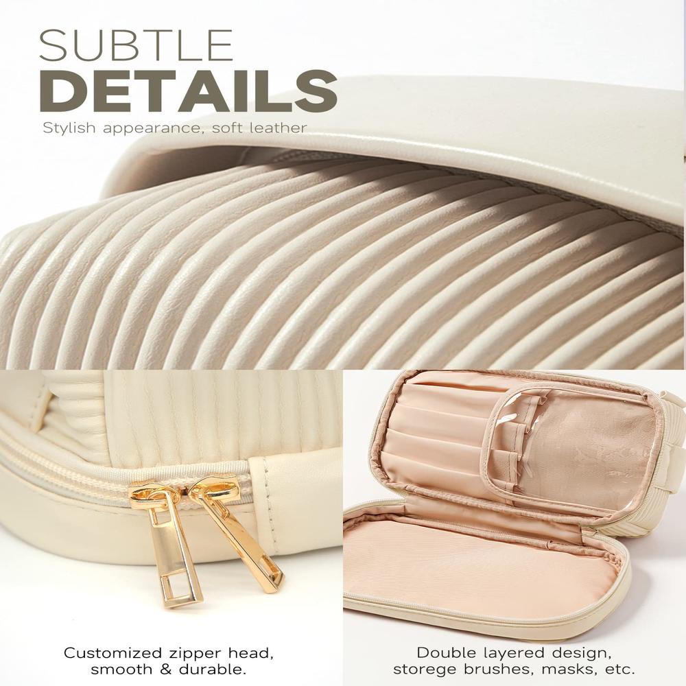 Túi Đựng Mỹ Phẩm Cỡ Lớn Bằng Da PU Hai Lớp Có Tay Cầm Tiện Dụng Cho Nữ