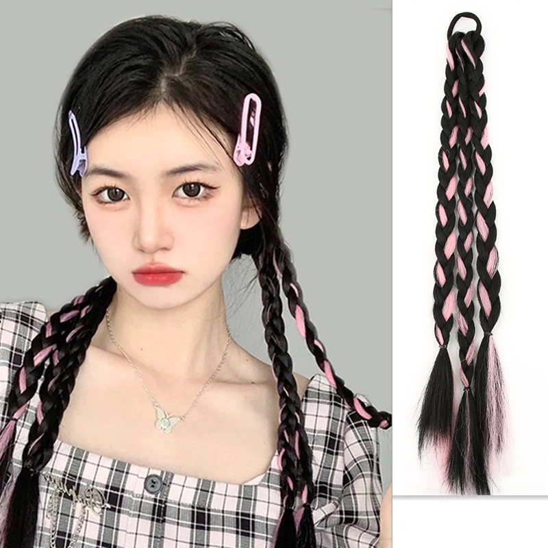 1 Tóc Giả Y2K Thắt Bím Vô Hình 45cm