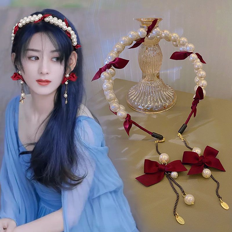 Băng Đô Cài Tóc Đính Nơ Và Ngọc Trai Thời Trang Y5ie T1096