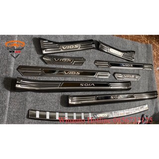 Ốp bậc cửa, nẹp bước chân carbon xe vios 2019- 2022 vân cacbon cao cấp