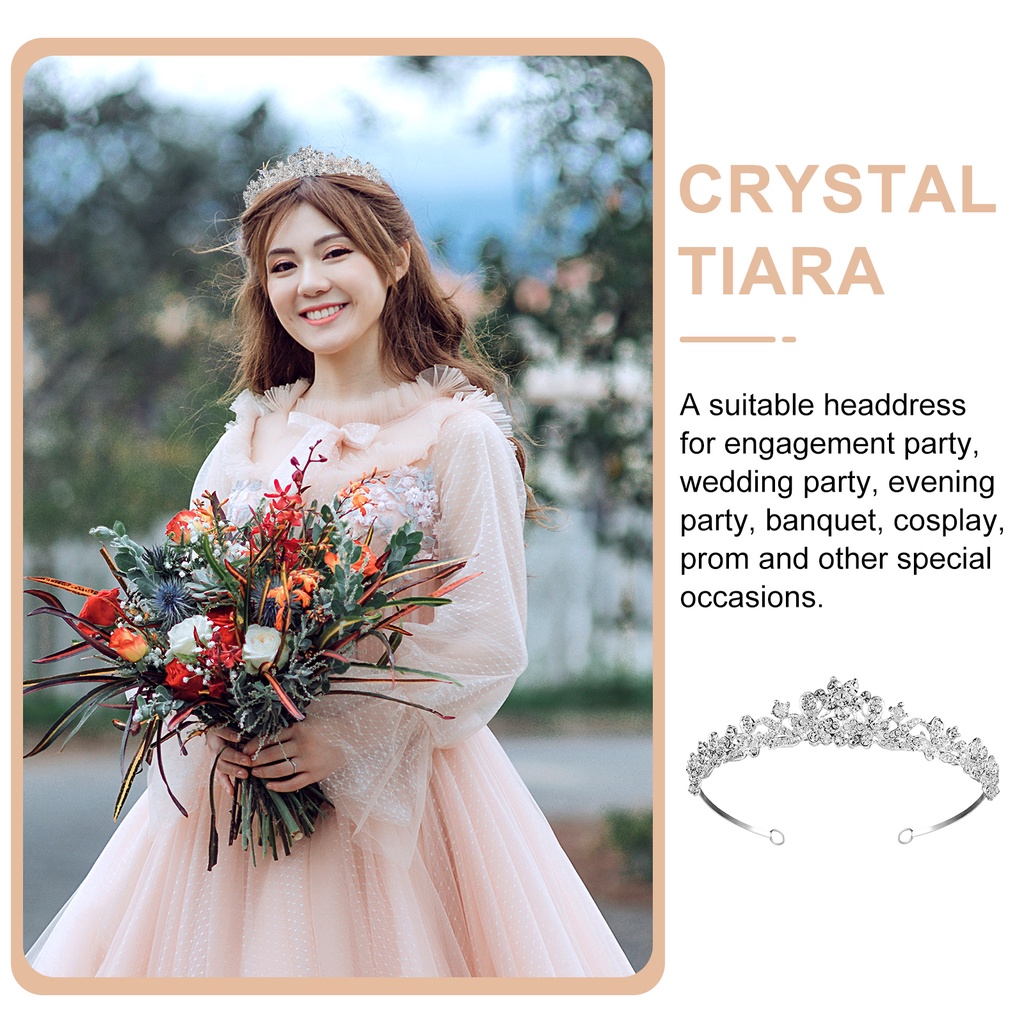 Băng Đô Cài Tóc Đính Kim Cương Giả Hình Tròn Cho Cô Dâu