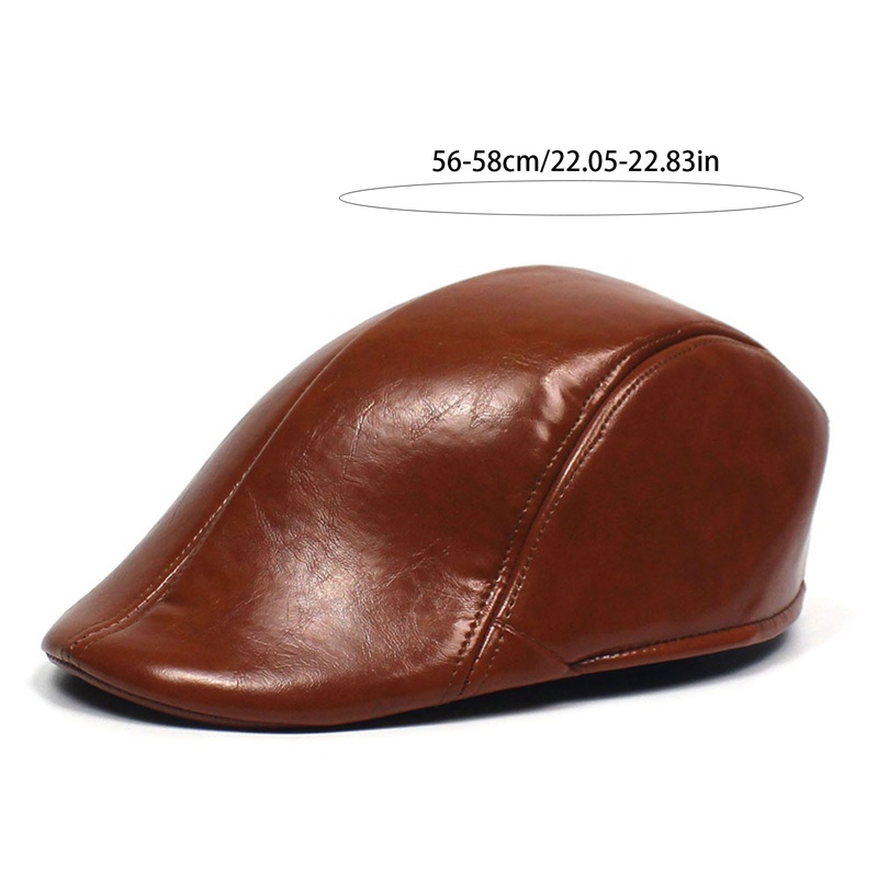 Fancy Mũ Beret Da Màu Đen Xám Trơn Phong Cách Anh Quốc Cổ Điển Thời Trang Xuân Thu Có Thể Điều Chỉnh Được Dành Cho Nam