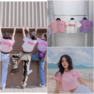 Áo thun nữ croptop in hình 2 mặt vui nhộn màu sắc rực rỡ cute áo nhóm,áo đôi rất xinh chất tici cao cấp - Thủy Vintage