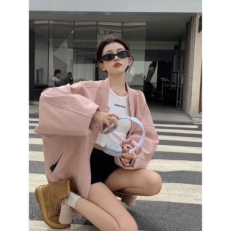 Áo Khoác Bóng Chày Dáng Rộng Thời Trang Xuân Thu Phong Cách Mỹ Hàng Mới Dành Cho Bạn Nữ