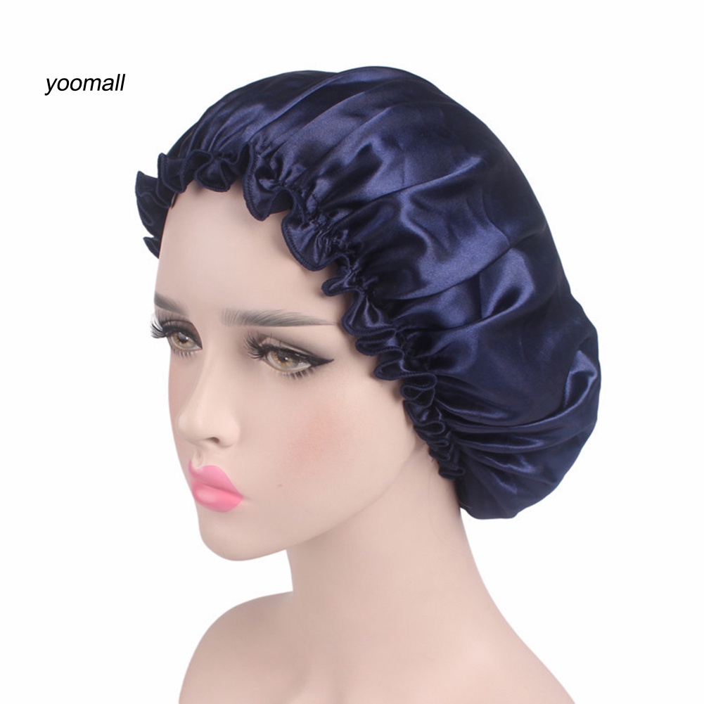 Mũ Trùm Đầu Bằng Satin Mềm Mại Co Giãn Chăm Sóc Tóc Khi Ngủ