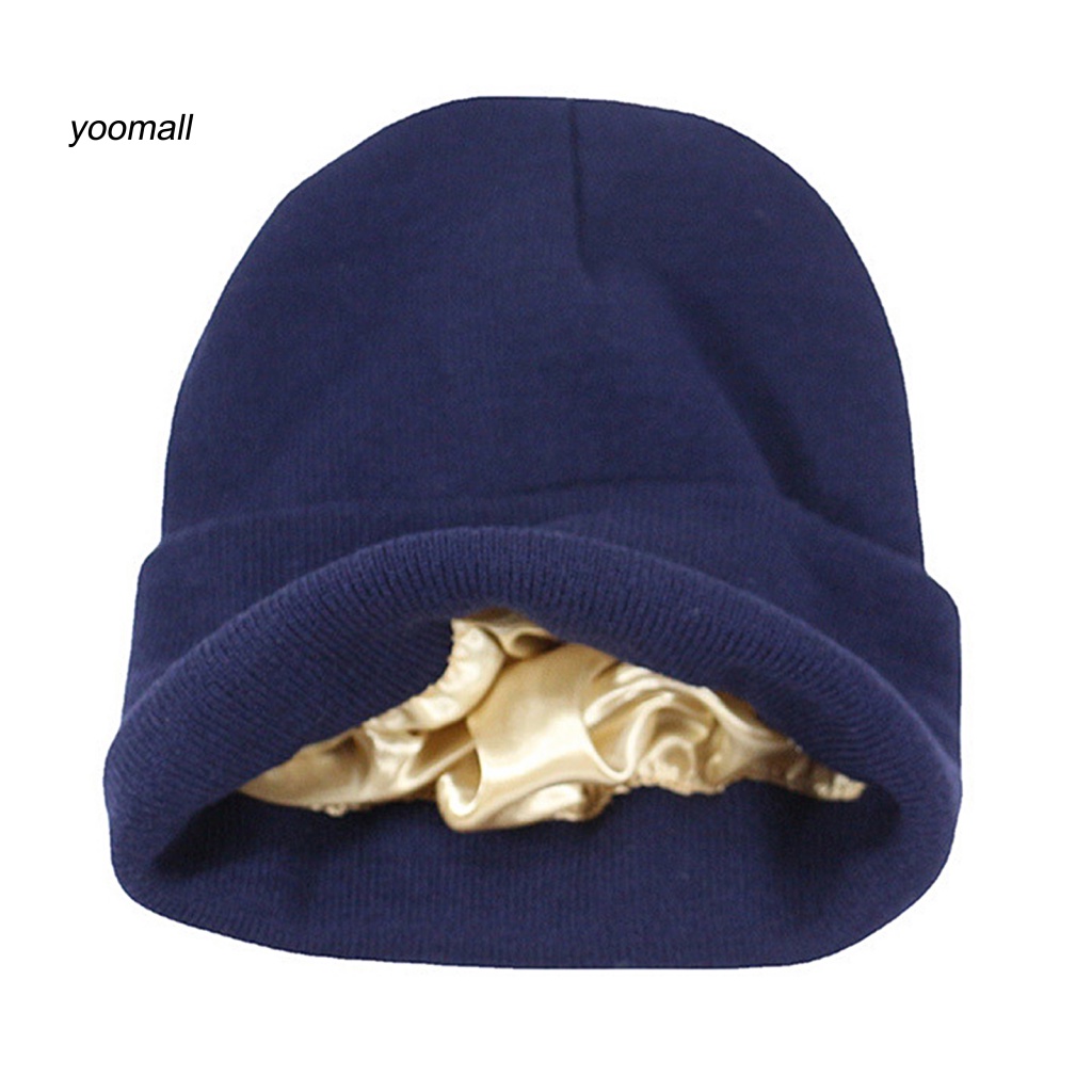 Yo / Mũ Beanie Dệt Kim Không Vành Co Giãn Màu Trơn Giữ Nhiệt Mùa Thu Đông Đường Phố Cho Nữ