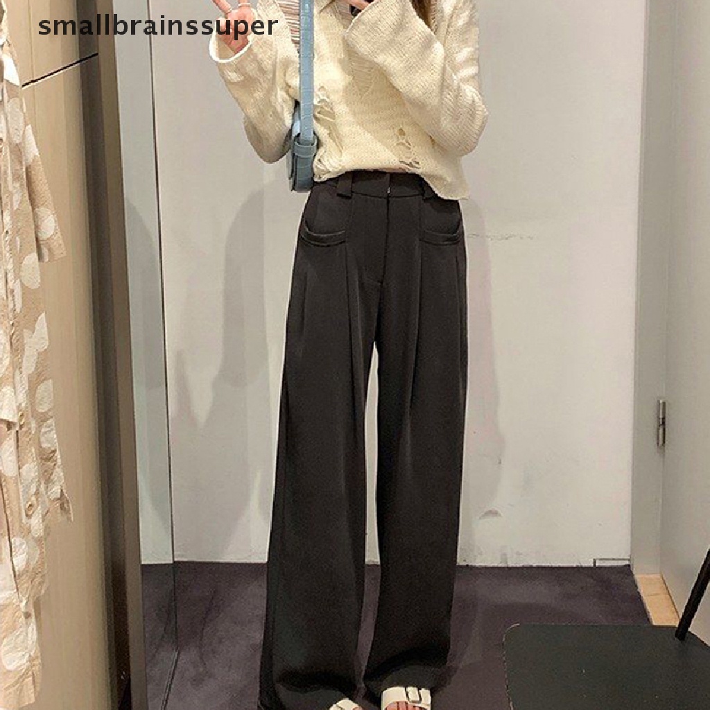 Quần ống rộng Lưng Cao Màu Trơn Thời Trang 2023 Cho Nữ
