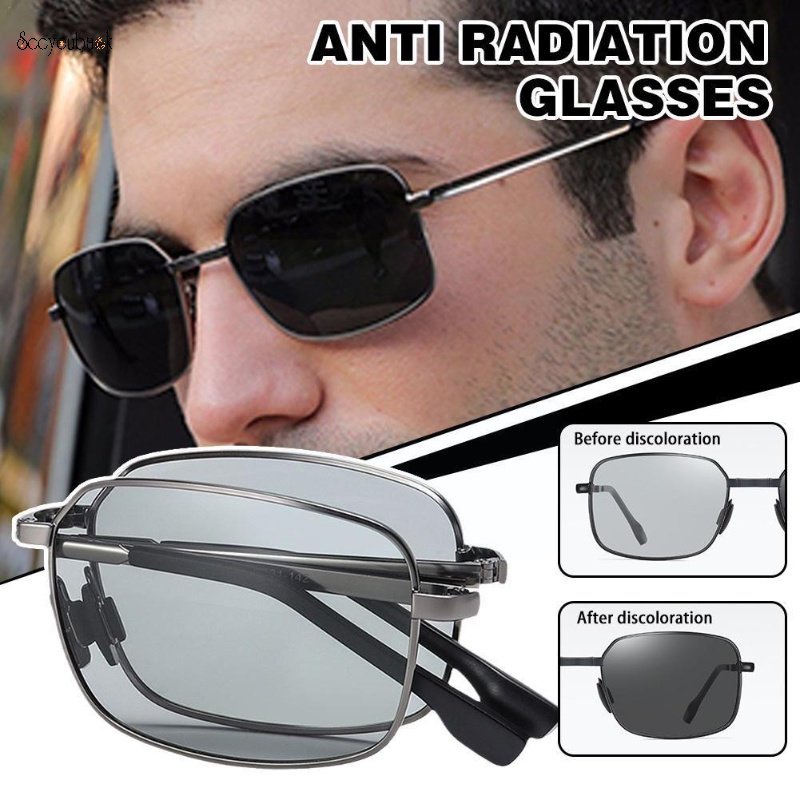 Kính Mát Phân Cực Mặt Vuông Gọng Kim Loại Gấp Gọn Thời Trang Mùa Hè Cho Nam Và Nữ