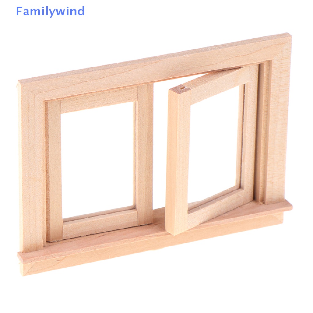 Bộ 2 Khung Cửa Sổ Bằng Gỗ Tỉ Lệ 1 / 12 Dùng Trang Trí Nhà Búp Bê