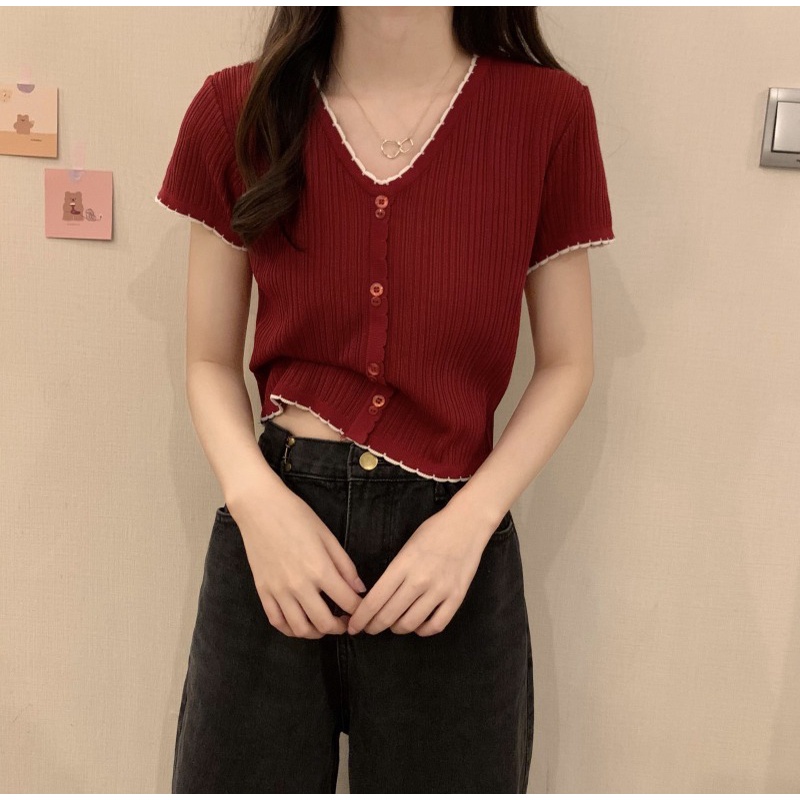 Áo Thun Dệt Kim Ngắn Tay Phong Cách Mới Gor24