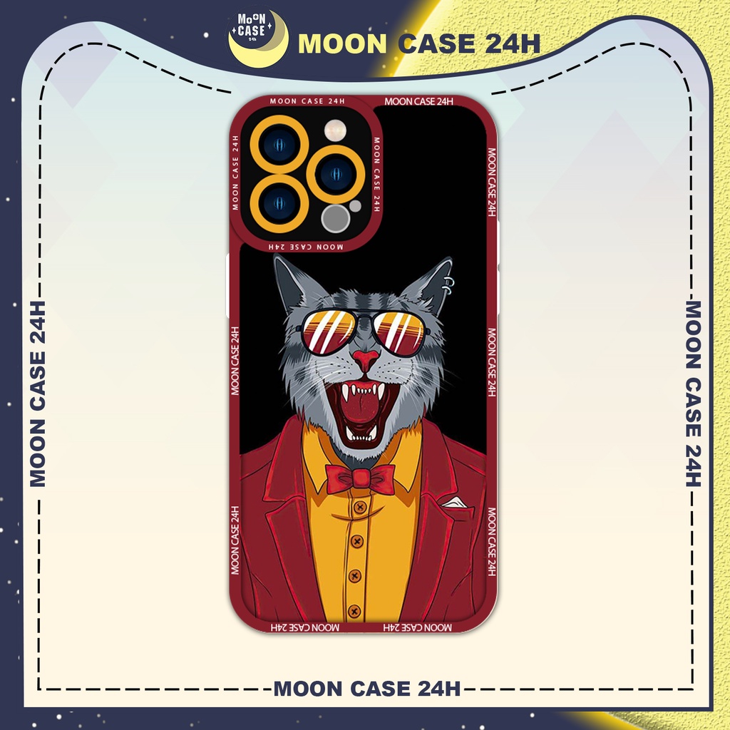 Ốp lưng iphone MOON CASE 24H Hoạt Tiết Mèo Mặc Vest ip 8/x/xs/xsmax/11/12/13/14pro/plus/promax