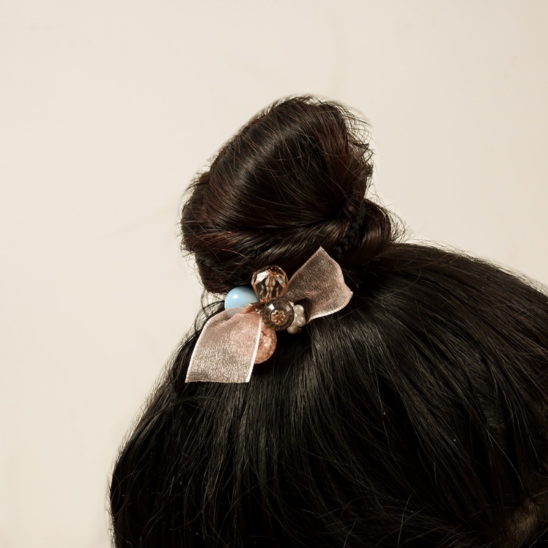 Dây Cột Tóc Ruy Băng Đính Hạt Ngọc Trai Nhân Tạo Co Giãn Thời Trang Hàn Quốc