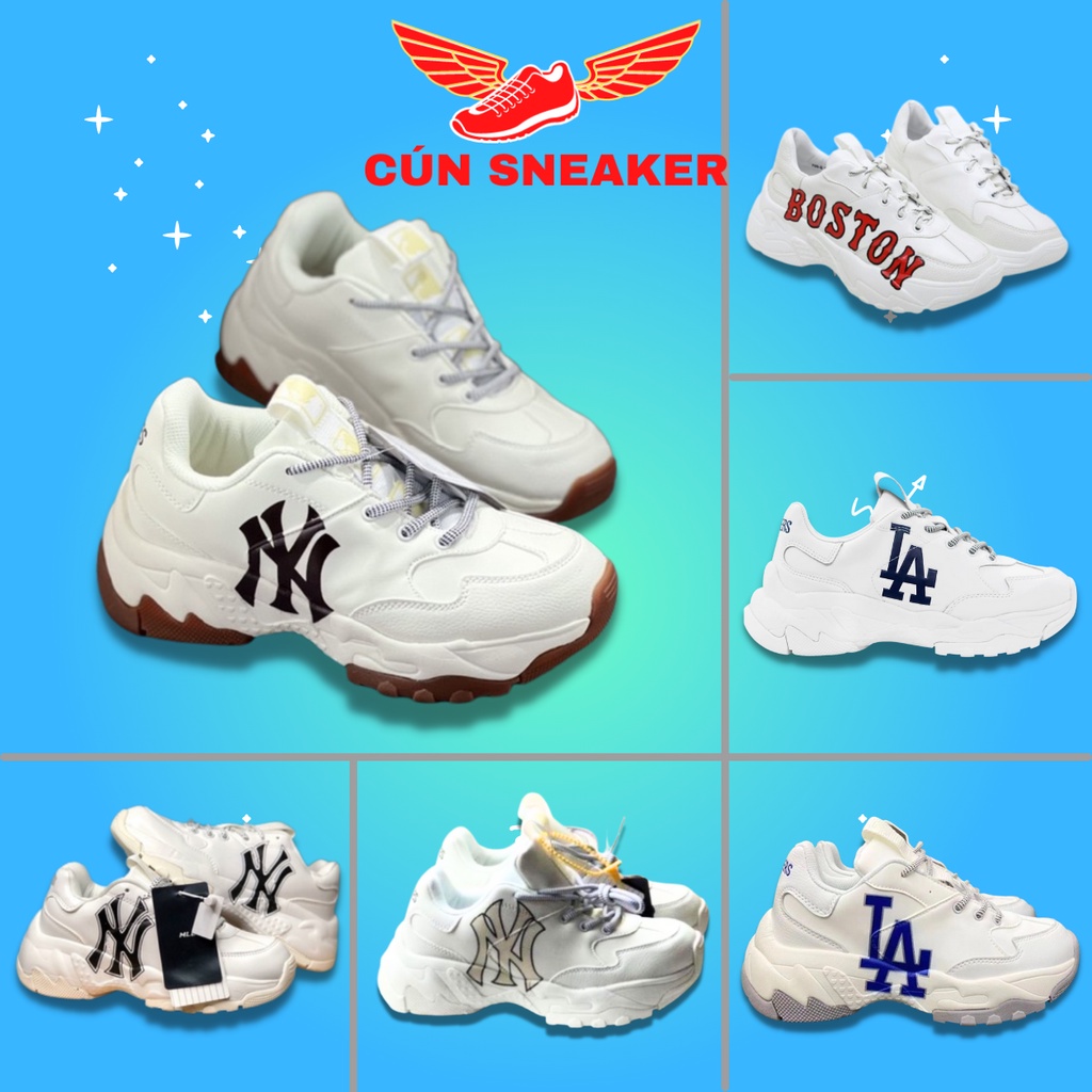 Giày thể thao MLB NY, LA, Boston đế tách chuẩn sc Full box, Giày NY đế nâu, LA độn đế tăng chiều cao đủ size nam nữ