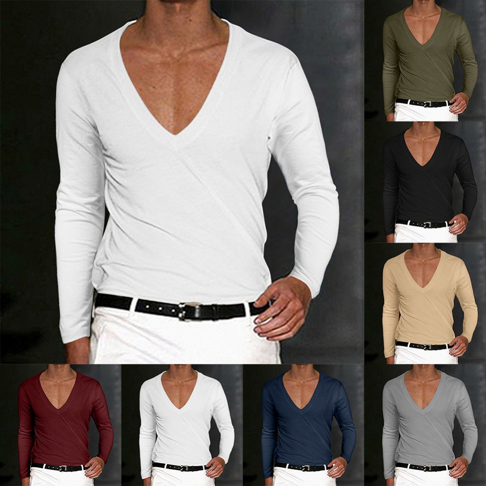 Áo Thun DàI Tay Cổ Chữ V KhoéT Sâu Cho Nam