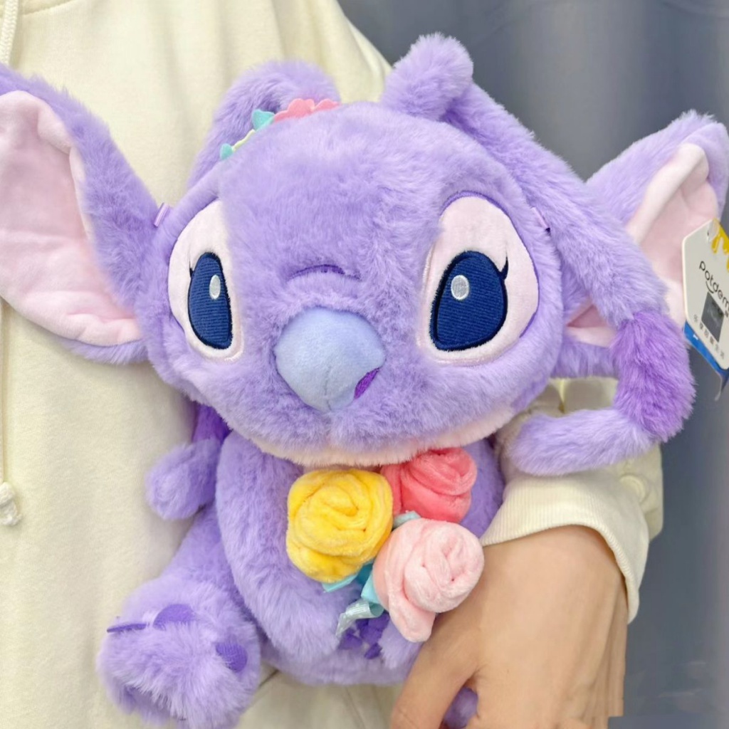 Gối Nhồi Bông Hình Stitch Hoạt Hình Màu Tím Dễ Thương Dùng Làm Quà Tặng Sinh Nhật Cho Bé Gái