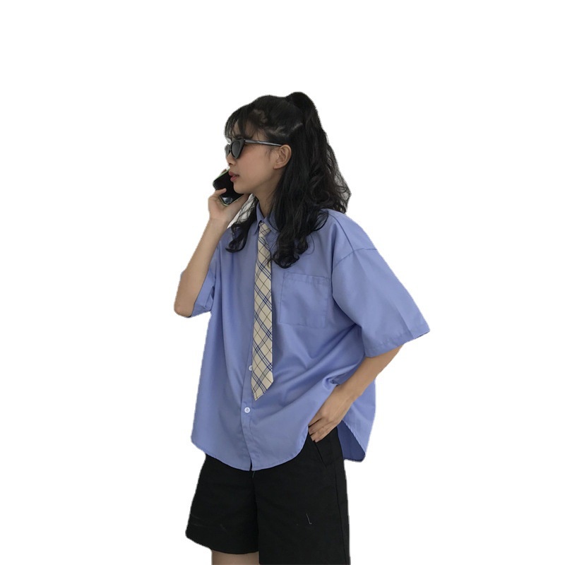 Áo Sơ Mi Tay Ngắn Cổ Vuông Dáng Rộng Thời Trang Mùa Hè Hàn Quốc 2022