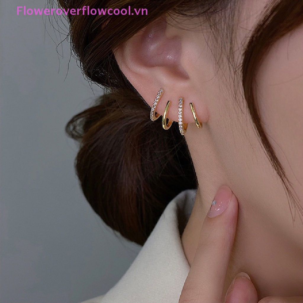 Đôi Khuyên Tai Kim Loại Mạ Vàng Thời Trang Hàn Quốc Cho Nữ