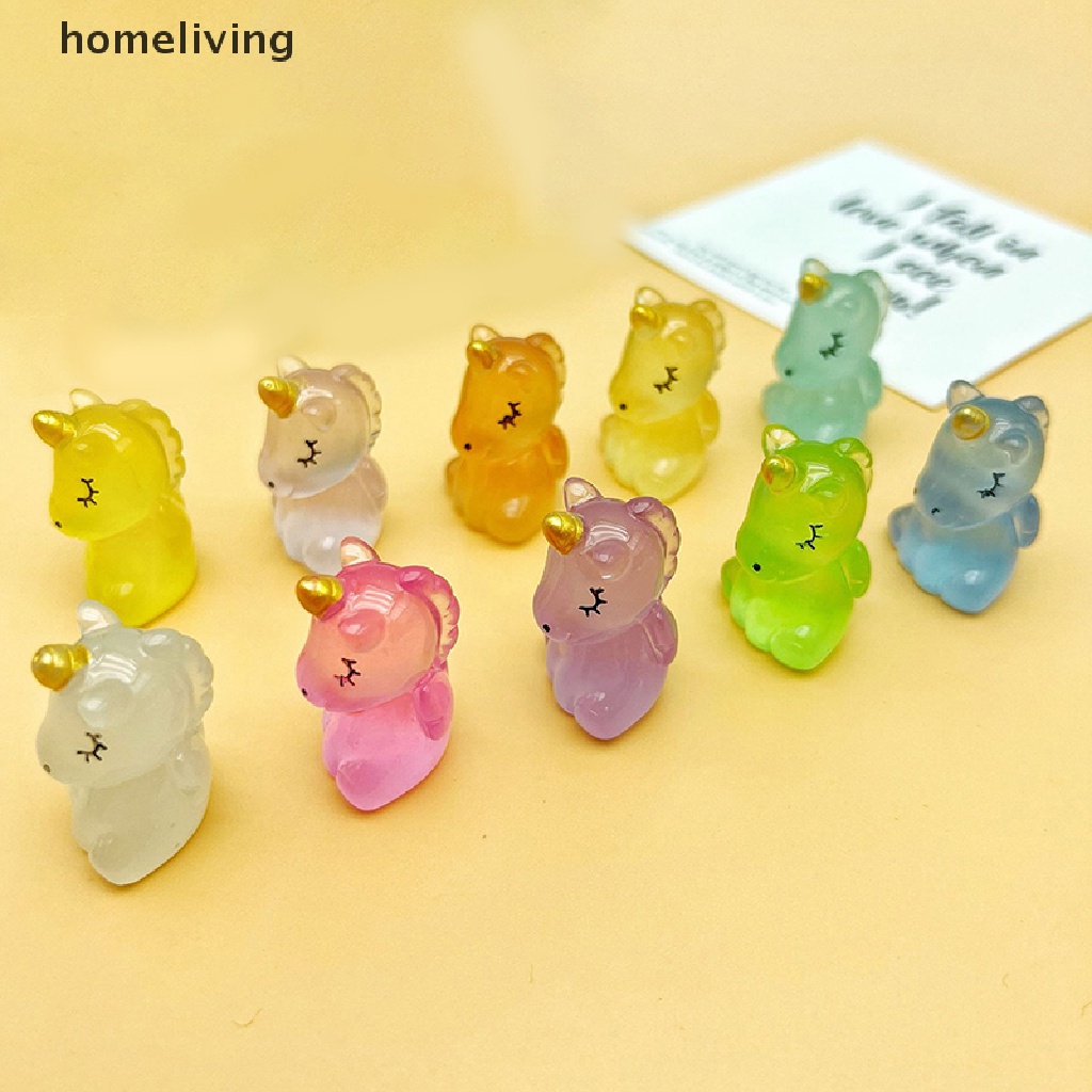 Bộ 2 Tượng Ngựa Hoạt Hình Mini Bằng Nhựa Resin Dạ Quang Dễ Thương Trang Trí Tiểu Cảnh