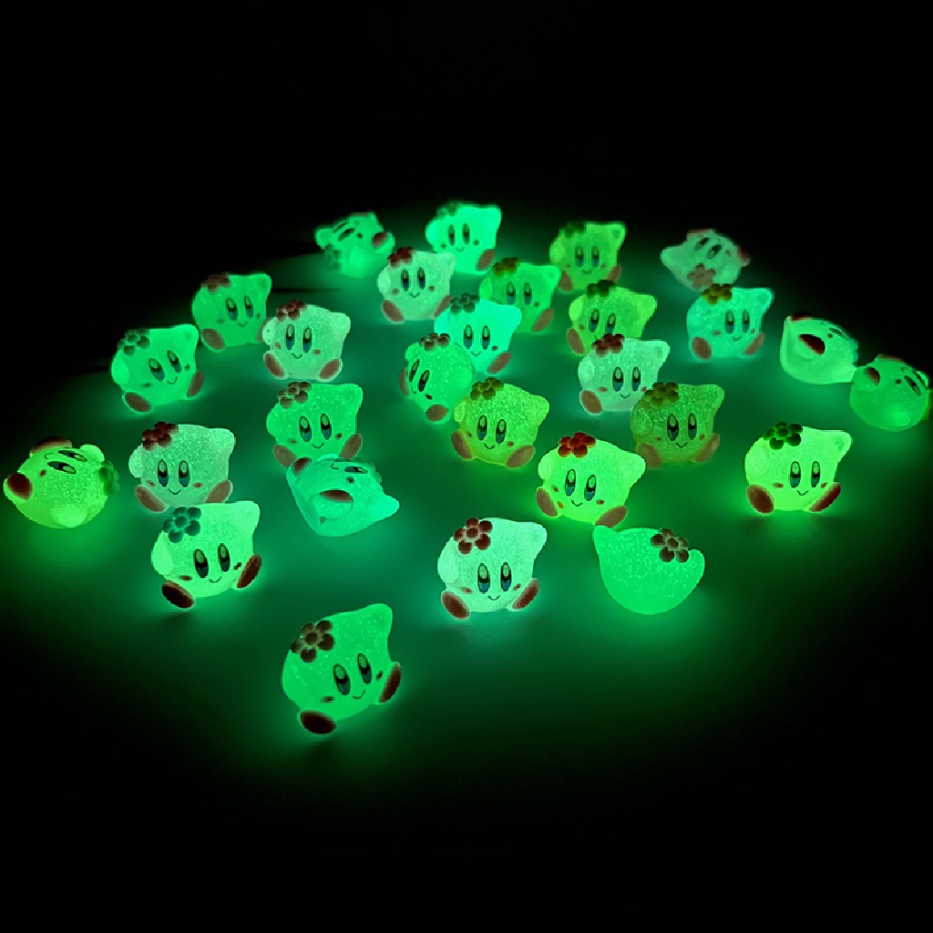 Bộ 2 Tượng Hoạt Hình Kirby Dạ Quang Trang Trí Tiểu Cảnh