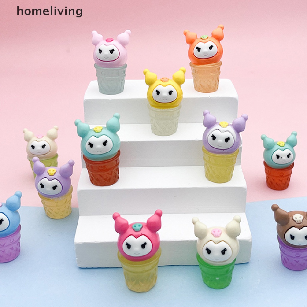 Bộ 2 Ly Kem Mini Bằng Nhựa Resin Dạ Quang In Họa Tiết Hoạt Hình Dễ Thương Trang Trí Nhà Cửa