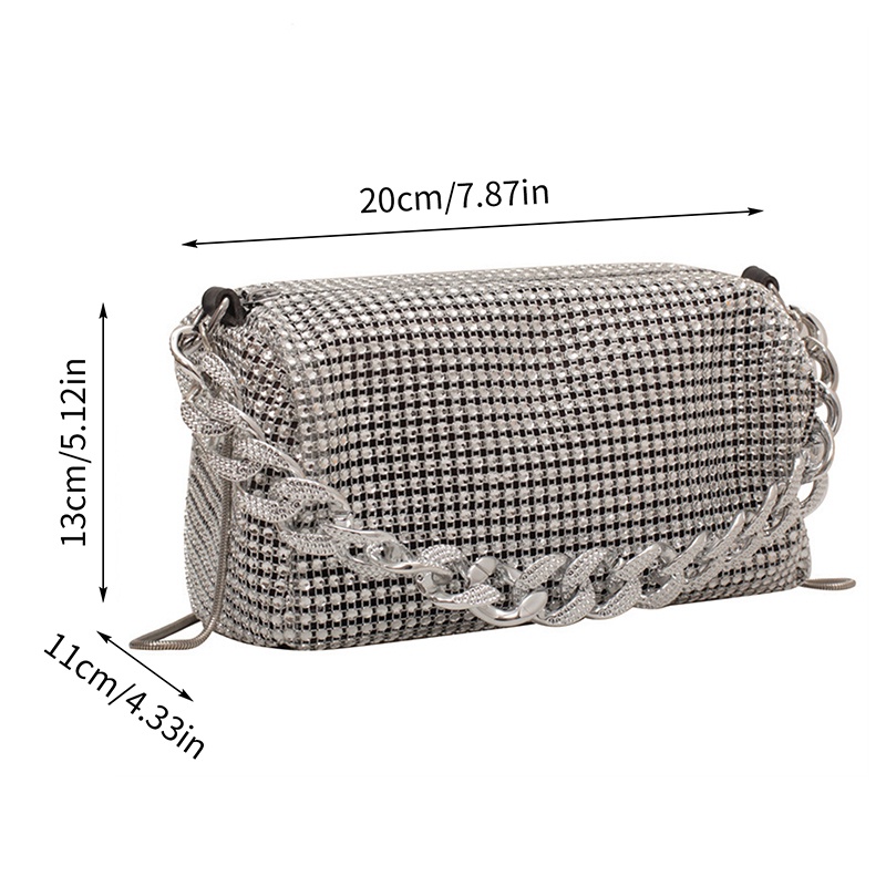 Túi Đeo Chéo Đính Đá Lấp Lánh Thời Trang Sang Trọng Cho Nữ
