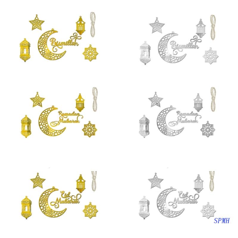 1 Bộ Mặt Dây Chuyền Acrylic Hình Mặt Trăng Và Ngôi Sao Nghệ Thuật Ramadan Trang Trí
