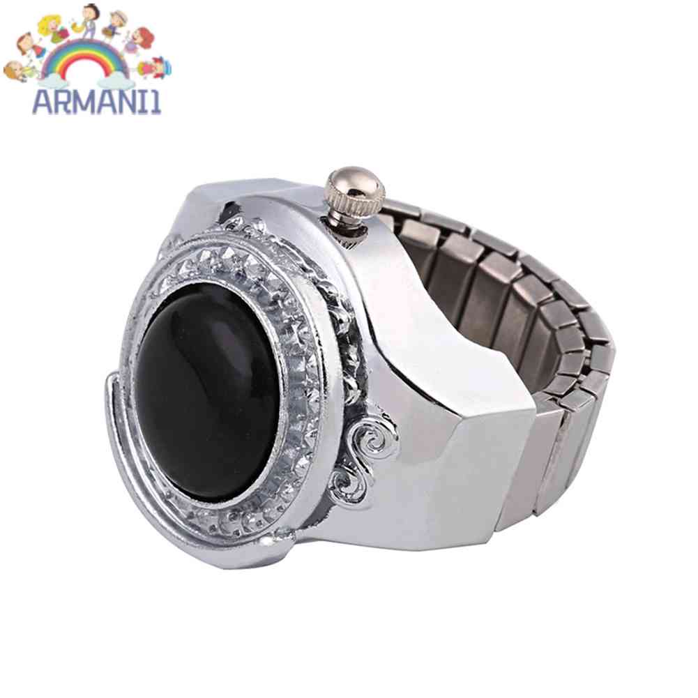 Nhẫn Đồng Hồ Quartz Điện Tử Đính Đá Mã Não