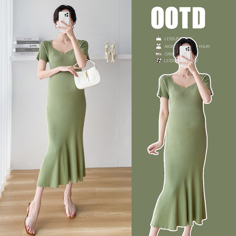 Mùa Hè 2023 Mới Bà Bầu Đầm Cổ Chữ V Co Giãn Cao Đuôi Cá Phụ Nữ Mang Thai Đầm Miễn Phí Bụng Cho Con Bú Đầm Có Khóa Kéo Điều Dưỡng