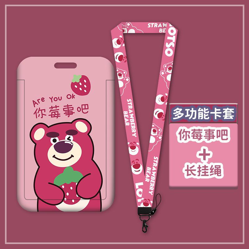 Vỏ Bọc Thẻ Hình Gấu Dâu Tây Hoạt Hình