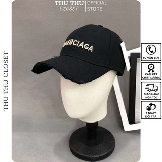 Mũ lưỡi trai jean unisex nam nữ, nén kết bò rách in chữ BALENCIAG.A 3 màu đen, trắng kem siêu đẹp