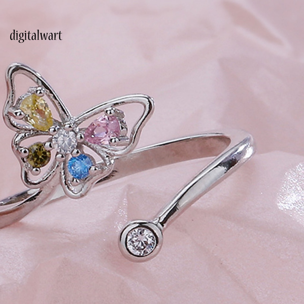 Kỹ Thuật Số| Nhẫn Hở Hình Bướm Đính Đá Zircon Nhiều Màu Sắc Thời Trang Cho Nữ