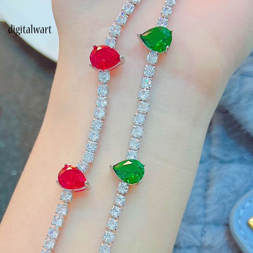 Kỹ Thuật Số| Vòng Tay Cô Dâu Đính Đá Zircon Hình Giọt Nước Có Thể Điều Chỉnh Kích Thước