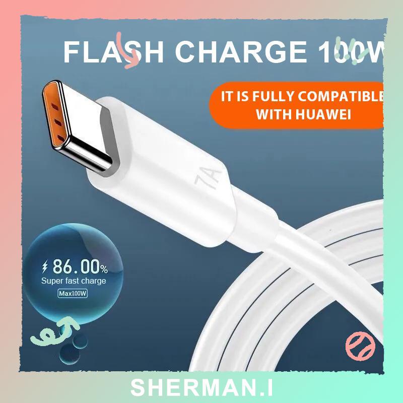 Dây Cáp Sạc Nhanh USB 7A 100W Type C Cho Huawei Mate 40 30 Xiaomi Samsung-SN