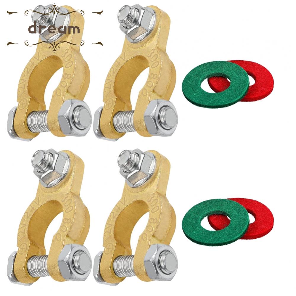 【DREAMLIFE】2 Pairs Of Battery Terminals 12/24 V Battery Poles, Brass Connectors With M8 Bo