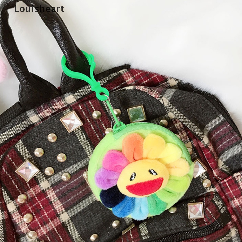 Louisheart Móc Khóa Hình Hoa Hướng Dương Mặt Cười Nhồi Bông Nhiều Màu Có Khóa Kéo Tiện Dụng