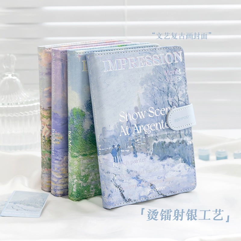 Rosyposy Sổ Tay Ghi Chú Bằng Da Họa Tiết Tranh Sơn Dầu Ba Chiều Khóa Nam Châm Dòng Phòng Thí Nghiệm Nghệ Thuật