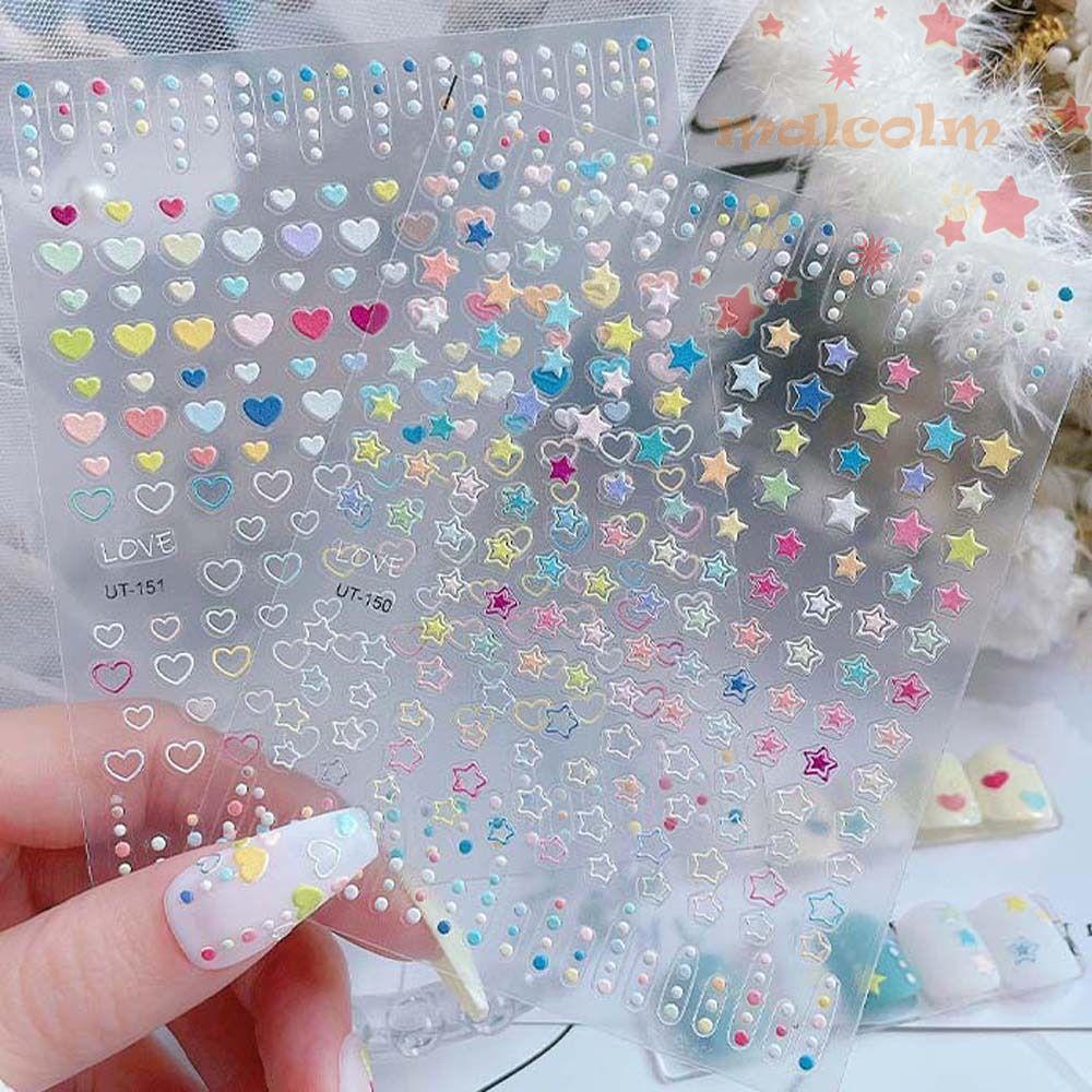 Miếng Dán Trang Trí Móng Tay Tự Dính Họa Tiết Chấm Bi / Trái Tim Xinh Xắn