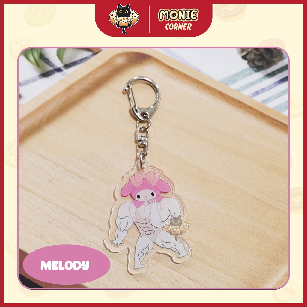 [Hỏa tốc] Móc khóa Sanrio Hello Kitty, Kuromi cơ bắp, mèo cơ bắp