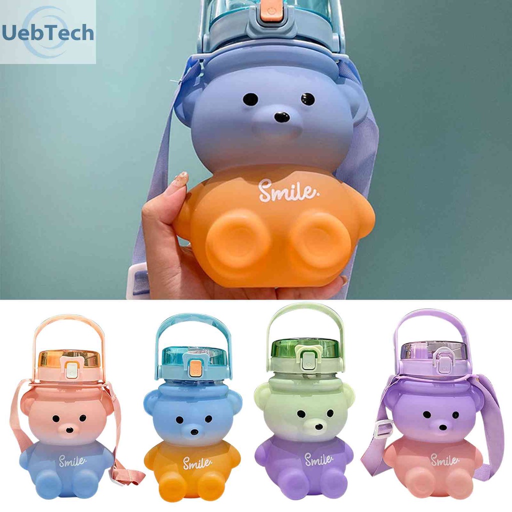 Cốc Uống Nước 1100ml Có Nắp Đậy Và Ống Hút Hình Gấu Dễ Thương