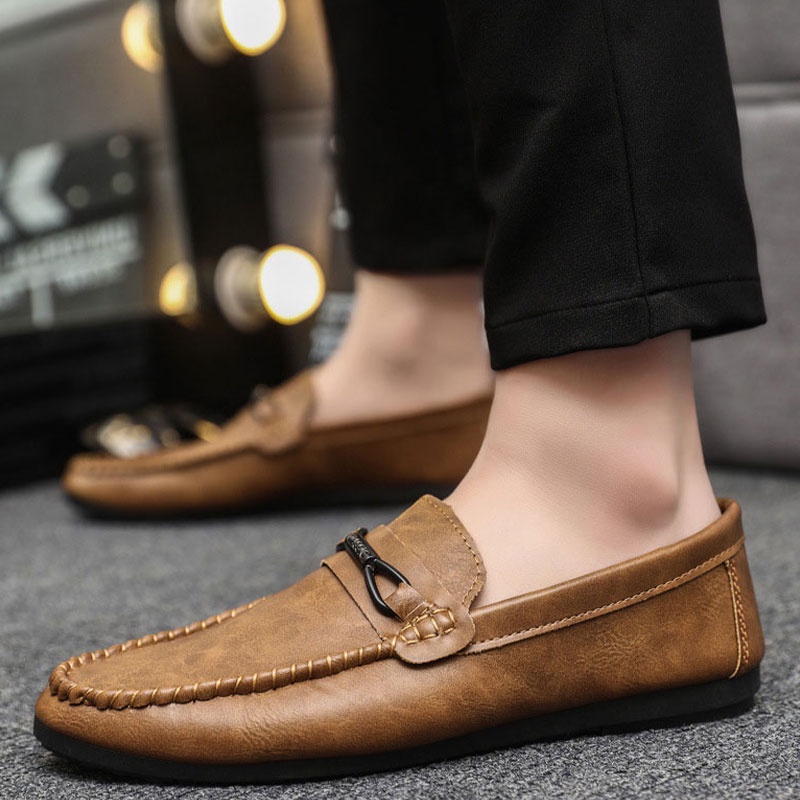 Lavina Carpio Giày Lười Da Đế Mềm Thoáng Khí Phong Cách Hàn Quốc Cho Nam