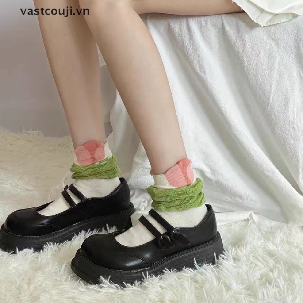 Vớ Cotton Thoáng Khí In Họa Tiết Hoa Phong Cách Harajuku Nhật Bản Dễ Thương Thời Trang Xuân Hè Cho Nữ