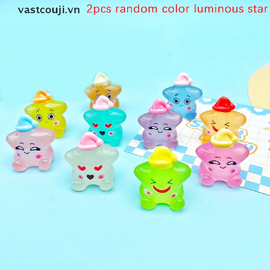 Bộ 2 Đồ trang trí Ngôi Sao Dạ Quang Mini Bằng Nhựa Resin Dễ Thương Dùng Trang Trí