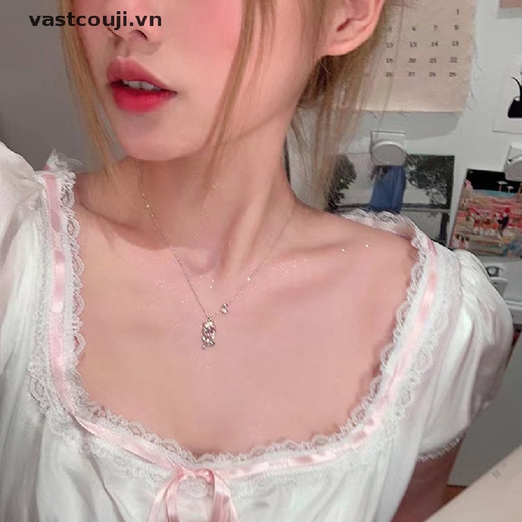 Vòng cổ Mặt Trái Tim Đính Đá Zircon Lấp Lánh Thời Trang Cho Nữ