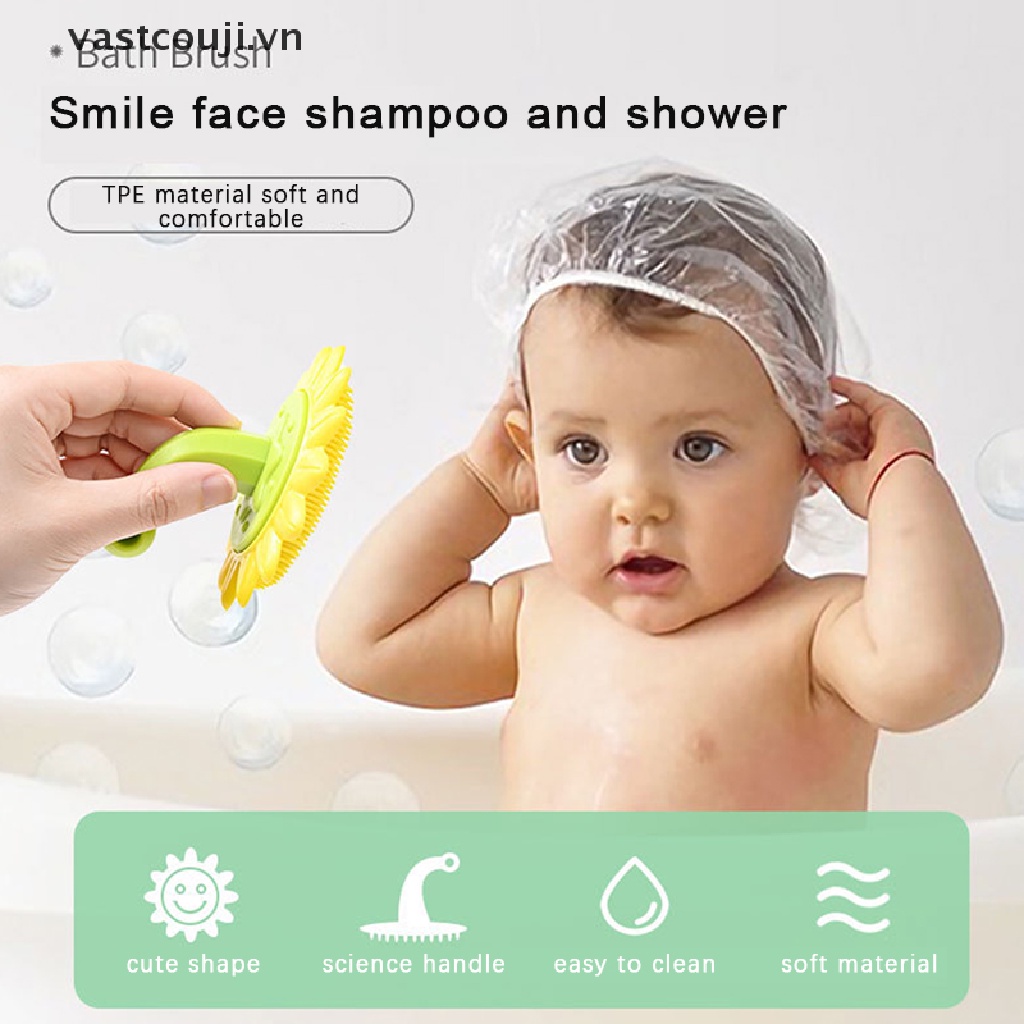 Bàn Chải Gội Đầu Mát Xa Bằng Silicon Mềm Hình Hoa Hướng Dương Cho Bé