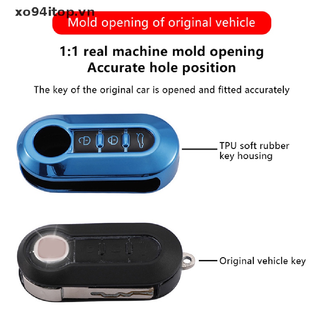 Vỏ Bảo Vệ Chìa Khóa Điều Khiển Từ Xa 3 Nút Gấp Gọn Cho Xe Hơi Fiat Fiat 500 Boyue Lingya