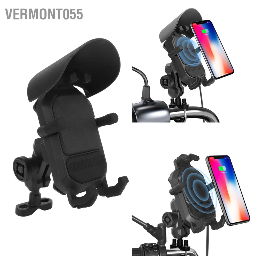 Vermont055 Gắn Điện Thoại Xe Máy 15W Sạc Nhanh Không Dây Chống Sốc Có Thể Điều Chỉnh Phù Hợp Với NINJA 250 300 400 650