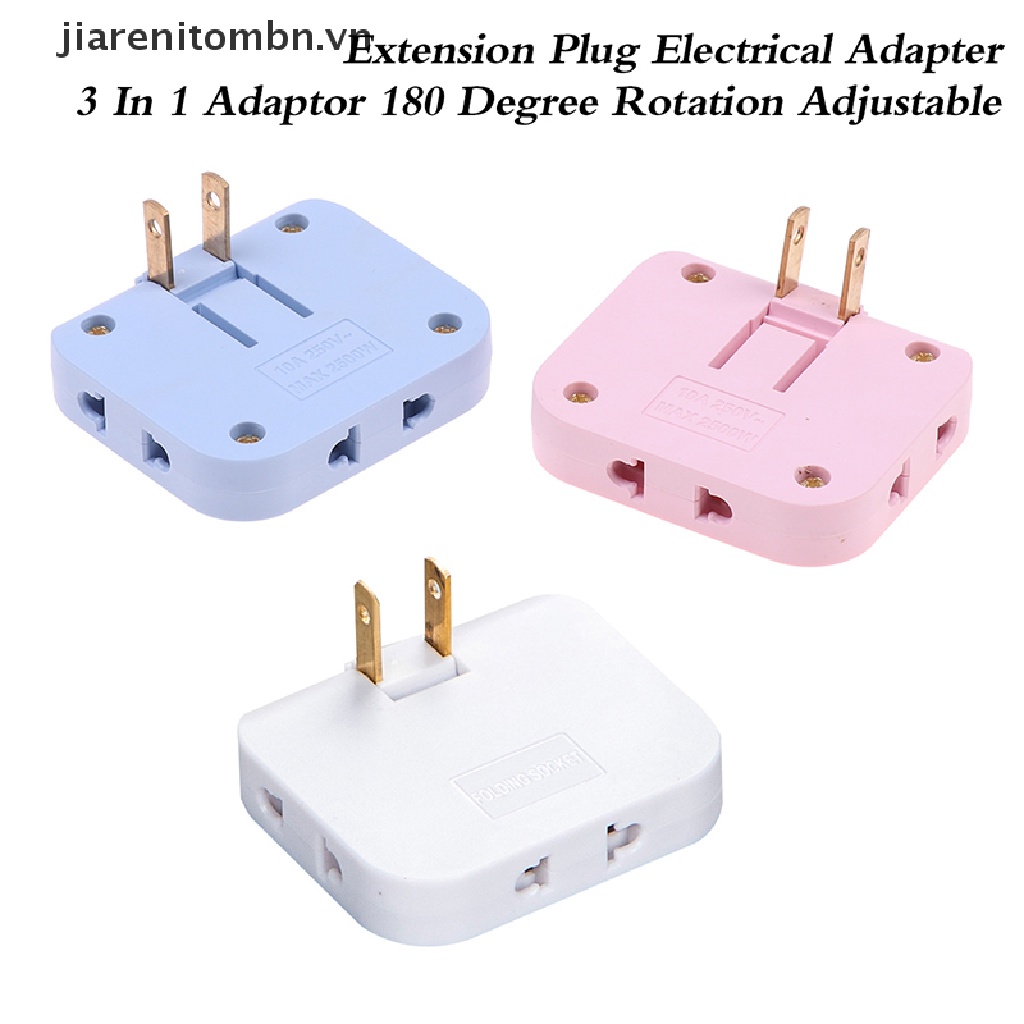 Jiarenitombn 3 In 1 EU Extension Plug 180 Degree Rotation Charging Converter Socket vn