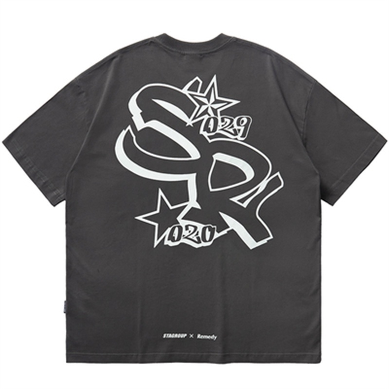 Áo Thun Tay Ngắn Cổ Tròn In Chữ STA X Rm-8-SR series Guochao Đơn Giản Thời Trang Xuân Hè Cho Nam Và Nữ